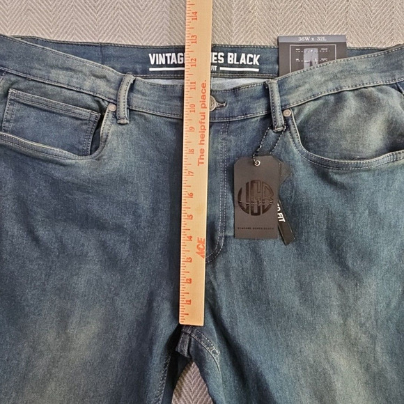Vintage Genes Black VGB Jeans Men's 36W x 32L Relaxed Fit French Terry Denim NWT - Picture 15 of 16